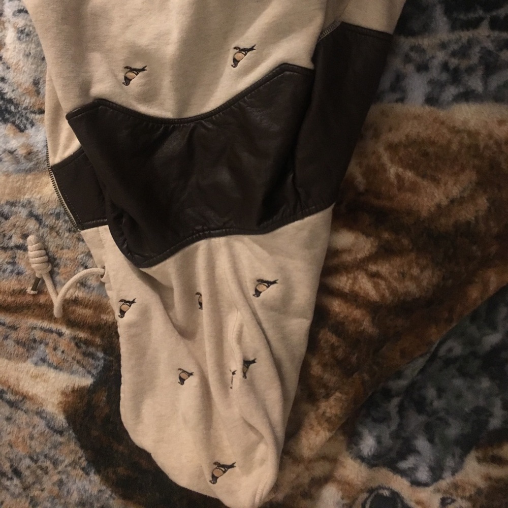 Leather staple hoodie